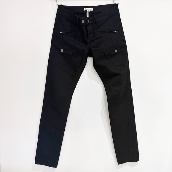 BCBG Black Skinny Cargo Pants Womens Size 6 Zipper Ankles Soft Fabric - Picture 1 of 6